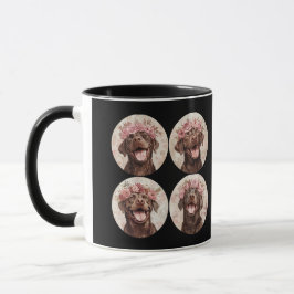 Choklad Labrador Retriever Hund Svart Rosa Blommig Mugg