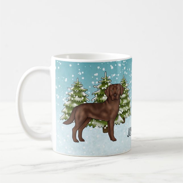 Choklad Labrador Retriever Jul Anpassat Namn Kaffemugg (Vänster)