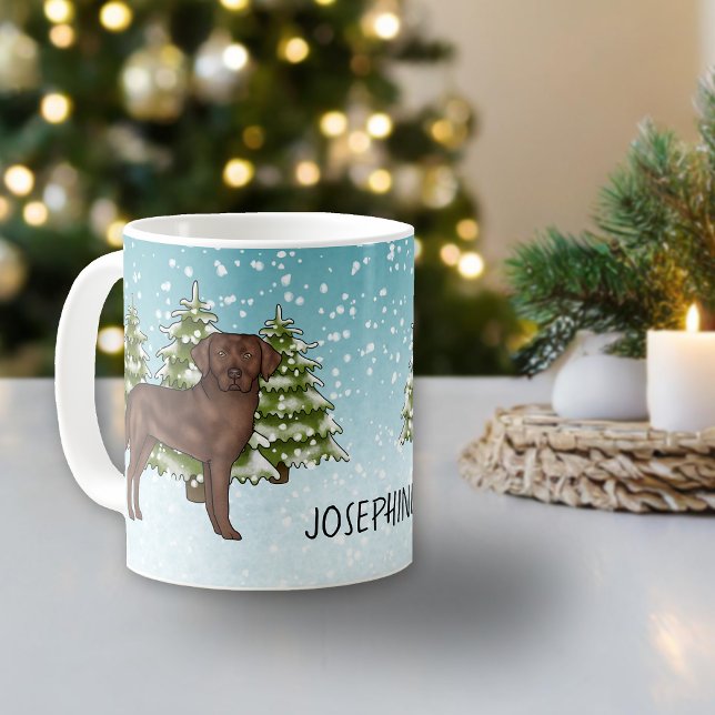 Choklad Labrador Retriever Jul Anpassat Namn Kaffemugg (Skapare uppladdad)