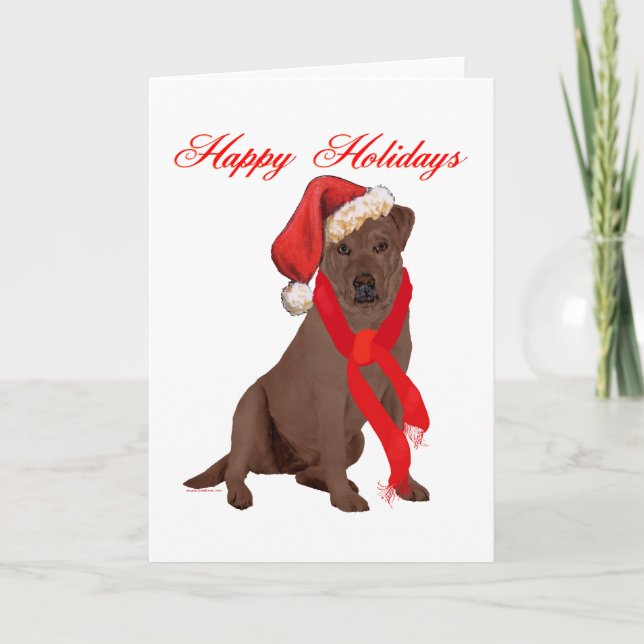 Choklad Labrador Retriever Jul Helgkort (Framsida)