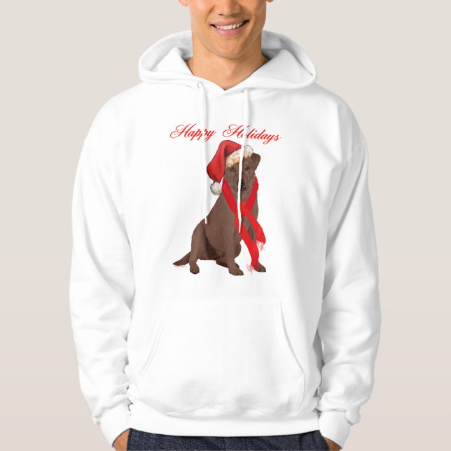 Choklad Labrador Retriever Jul Hoodie (Framsida)