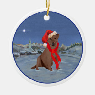 Choklad Labrador Retriever Jul Julgransprydnad Keramik