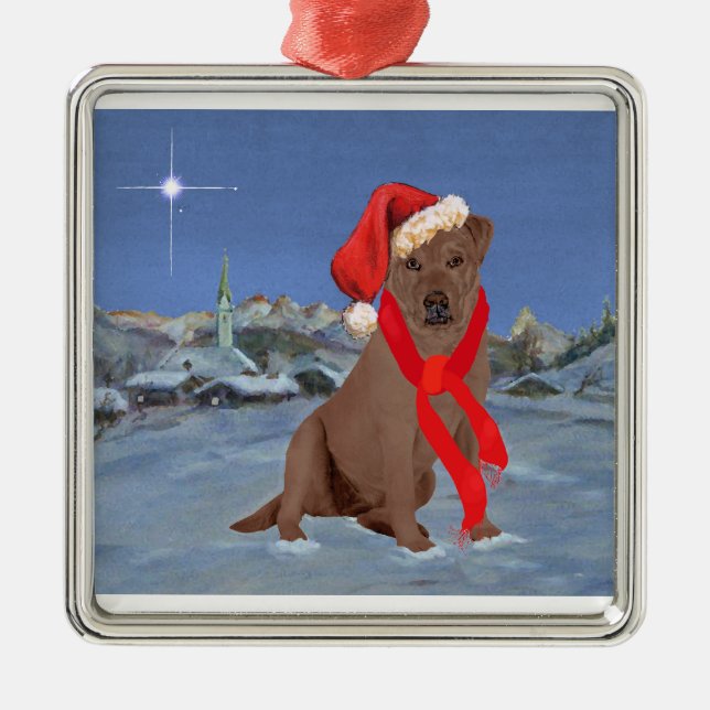 Choklad Labrador Retriever Jul Julgransprydnad Metall (Framsidan)