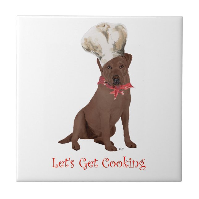 Choklad Labrador Retriever Matlagning Kakelplatta (Framsidan)