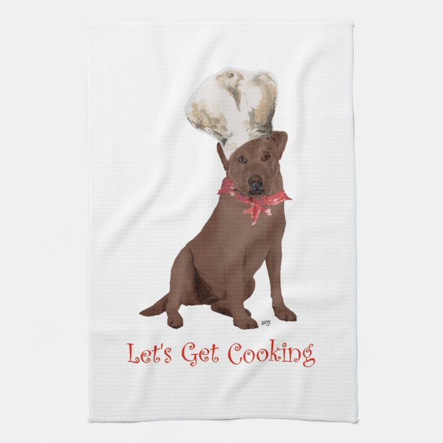 Choklad Labrador Retriever Matlagning Kökshandduk (Vertikal)