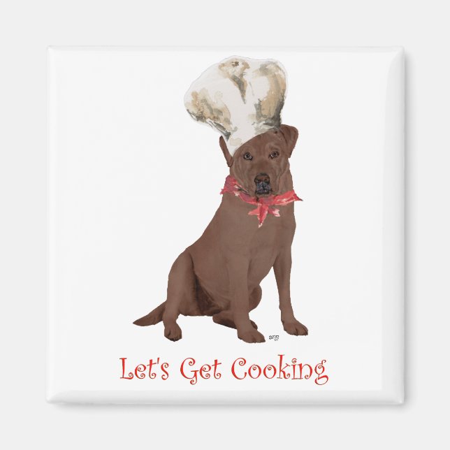 Choklad Labrador Retriever Matlagning Magnet (Framsidan)