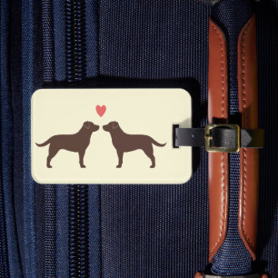 Choklad Labrador Retriever med hjärta Bagagebricka