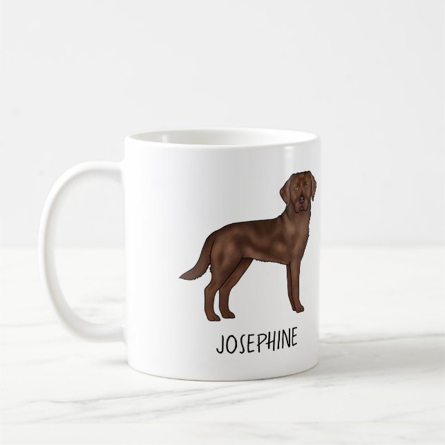 Choklad Labrador Retriever Söt Lab Anpassat Namn Kaffemugg (Vänster)