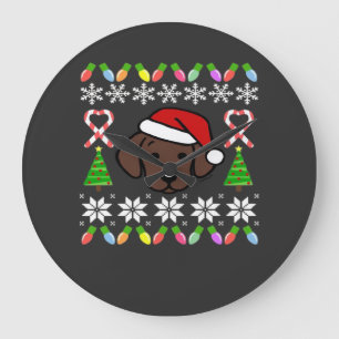 Choklad Labrador Valp Jul Santa Överstorlek Stor Klocka
