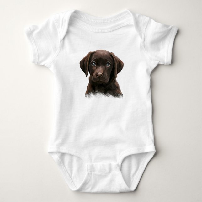 Choklad Labrador Valp T Shirt (Framsida)