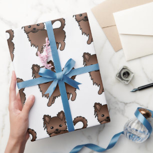 Choklad Lång Päls Chihuahua Söt Hund Mönster Presentpapper