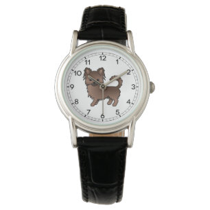 Choklad Lång Päls Chihuahua Söt Tecknad Hund Armbandsur