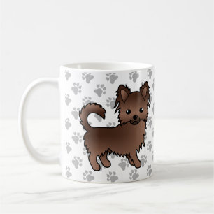 Choklad Lång Päls Chihuahua Tecknad Hund & Tassar Kaffemugg