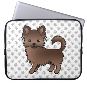 Choklad Lång Päls Chihuahua Tecknad Hund & Tassar Laptop Fodral