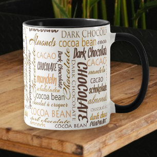Choklad, mandelar och mörkt chokladordmoln mugg