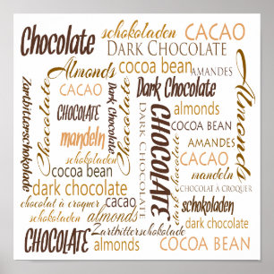 Choklad, mandelar och mörkt chokladordmoln poster