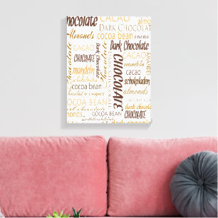 Choklad, mandlar och Mörk Chocolate Ord Cloud Canvastryck