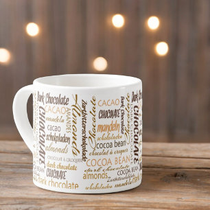 Choklad, mandlar och Mörk Chocolate Ord Cloud Espressomugg