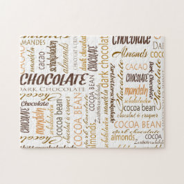 Choklad, mandlar och Mörk Chocolate Ord Cloud Pussel