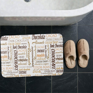 Choklad, mandlar och Mörk Choklad Text Design Badrumsmatta