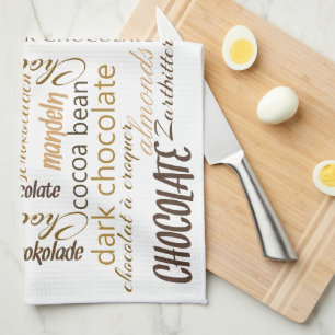 Choklad, Mandler och Mörk Choklad Text Design Kökshandduk