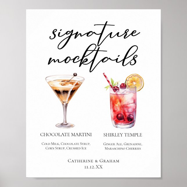 Choklad Martini Shirley Temple alkoholfria drinkar Poster (Framsidan)