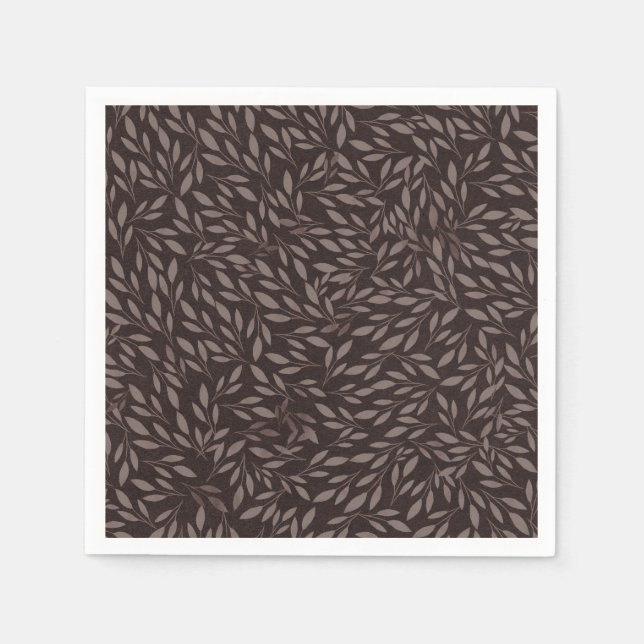 Choklad Mauve Rosa Blad Botanisk Bröllop Pappersservett (Framsidan)