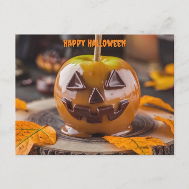 choklad med grimäpple jack o lantern halloween vykort (Framsida)