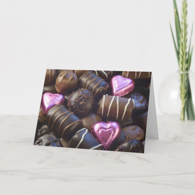 choklad med rosa folie helgkort (Framsida)