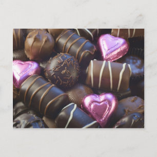 choklad med rosa folie vykort