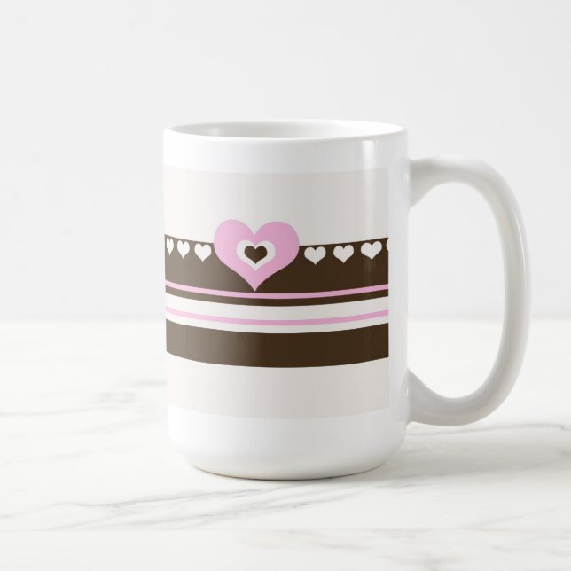 Choklad med rosa hjärtan kaffemugg (Höger)