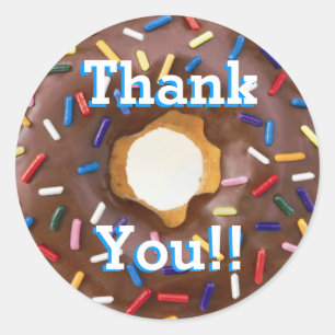 Choklad med Sprinkles Donut-Tack Runt Klistermärke
