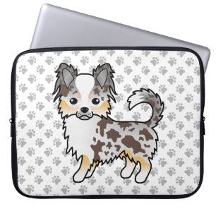 Choklad Merle Lång Päls Chihuahua Hund & Tassar Laptop Fodral