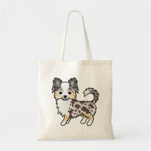 Choklad Merle Lång Päls Chihuahua Söt Hund Tygkasse
