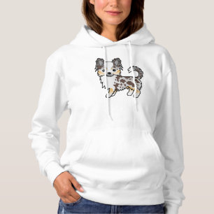 Choklad Merle Lång Päls Chihuahua Tecknad Hund T Shirt
