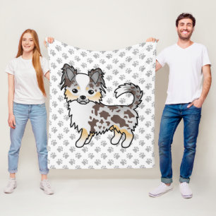 Choklad Merle Långhårig Chihuahua Hund & Tassar Fleecefilt