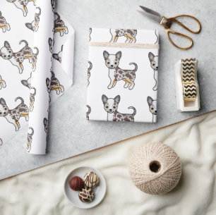 Choklad Merle Slät Päls Chihuahua Hund Mönster Presentpapper