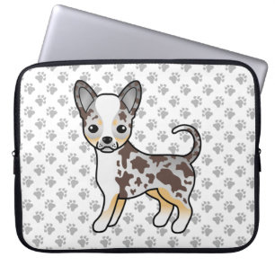 Choklad Merle Slät Päls Chihuahua Hund & Tassar Laptop Fodral