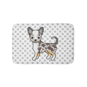 Choklad Merle Slätpälsad Chihuahua Hund & Tassar Badrumsmatta