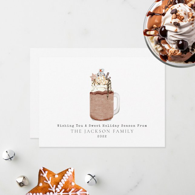 Choklad Milkshake Snöman Söt Julkort (Skapare uppladdad)
