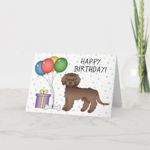 Choklad Mini Goldendoodle Hund Glad Födelsedag Kort