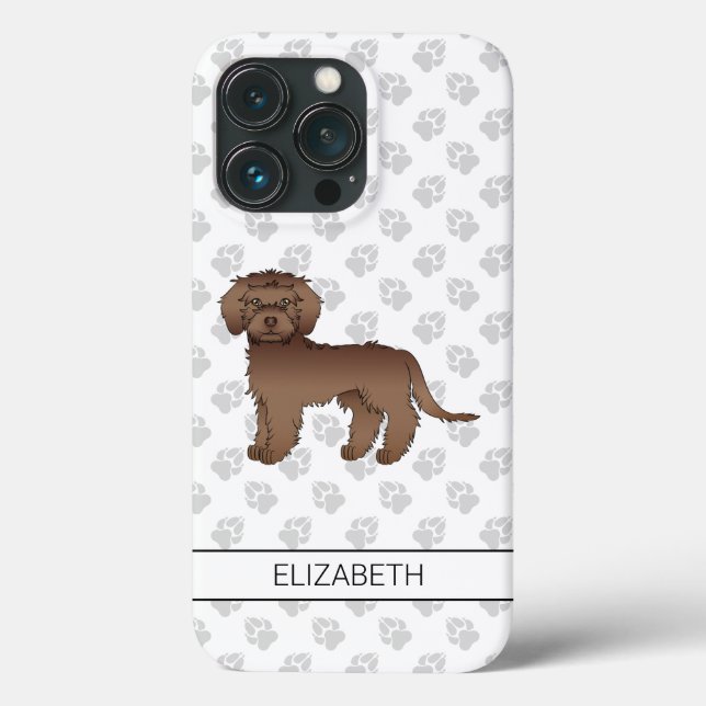 Choklad Mini Goldendoodle Serieteckning Hund & Nam (Baksida)