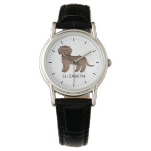 Choklad Mini Goldendoodle Serieteckning Hund & Nam Armbandsur