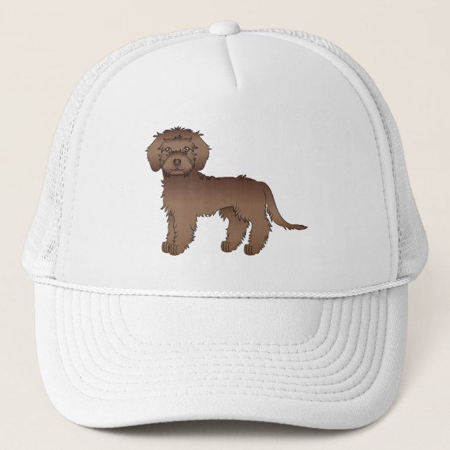 Choklad Mini Goldendoodle Söt Tecknad Hund Keps (Framsida)