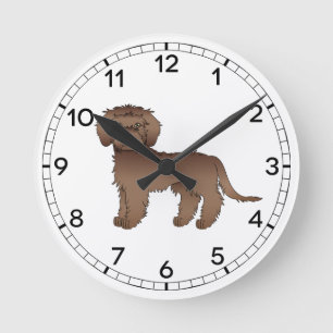 Choklad Mini Goldendoodle Söt Tecknad Hund Rund Klocka