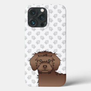 Choklad Mini Goldendoodle Söt Tecknad Hundhuvud