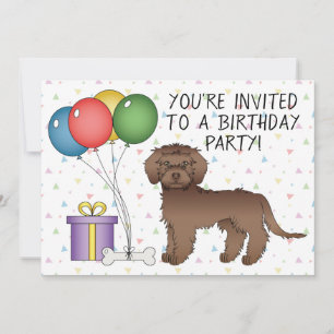 Choklad Mini Goldendoodle Tecknad Hund Födelsedag Inbjudningar
