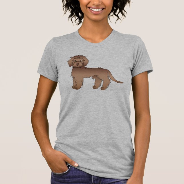 Choklad Mini Goldendoodle Tecknad Hund T Shirt (Framsida)