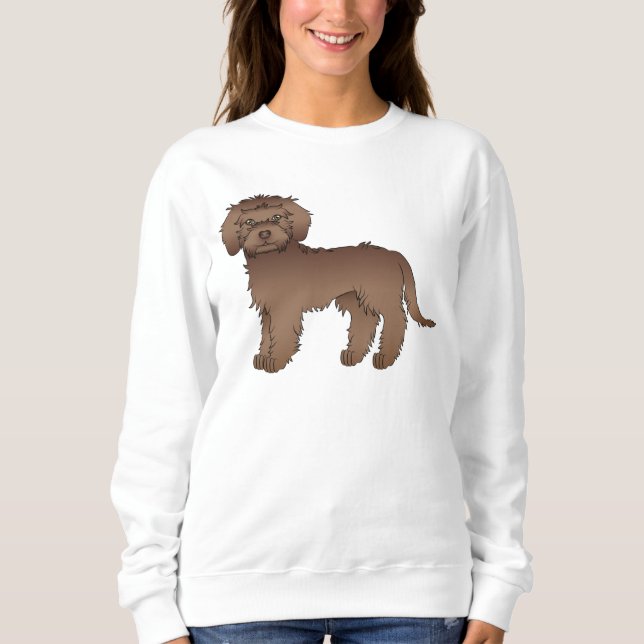 Choklad Mini Goldendoodle Tecknad Hund T Shirt (Framsida)