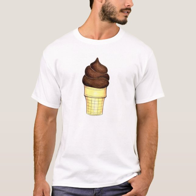Choklad, mjuk,  iskräm, Cone Tee Shirt (Framsida)